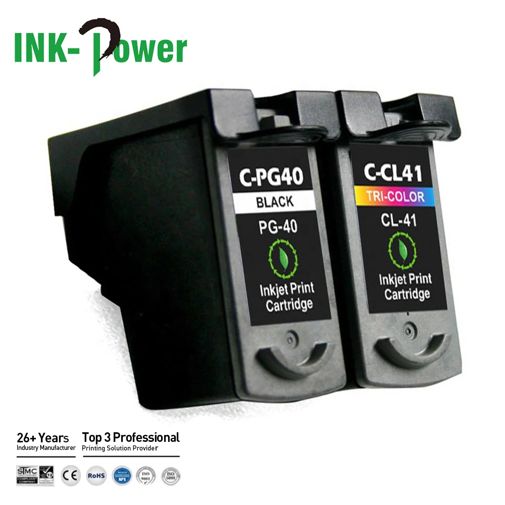 INK-мощность PG 40 CL 41 PG-40 CL-41 PG40 CL41 Восстановленный струйный картридж с чернилами для Canon Pixma IP 1800