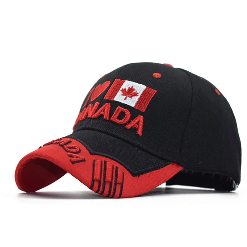 Classic Adjustable Letter Logo Canada Flag Baseball Cap Maple Leaf 3D Embroidery Dad Hat