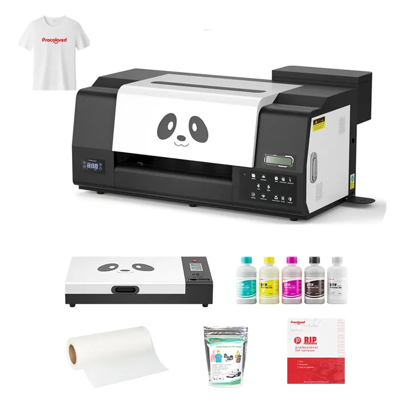 Dual DTF Printerheads Transfer Printing Procolored Panda Impresora XP600 Dtf Printer A3 Bundle with Oven
