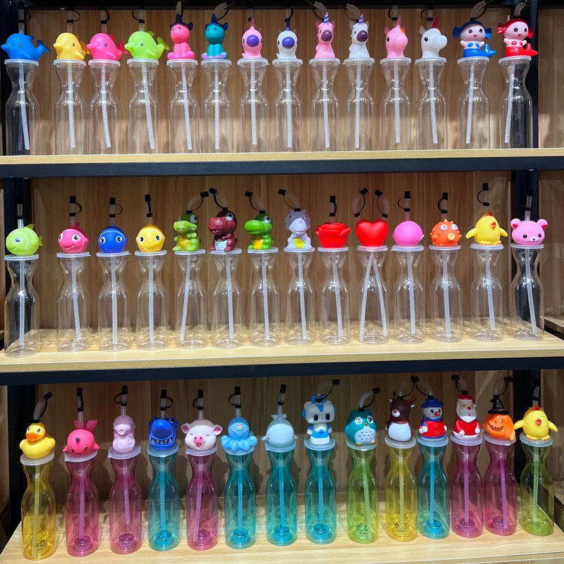 Plastic pet juice Duck chicken sugarcane shape custom logo yard 32oz cup