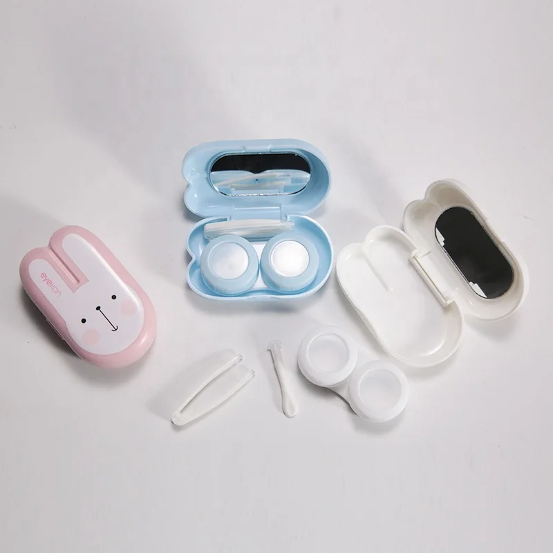 eyekan cute  contact lens case  multi color good quality case for eye contact lenses  travel kit