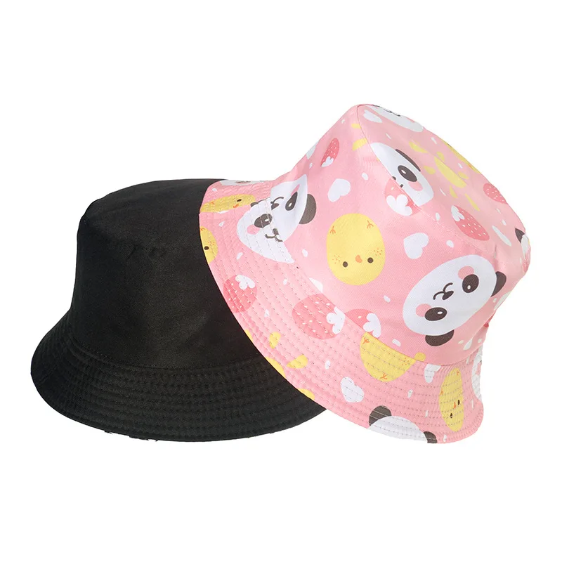 new hot selling high-quality student basin hat cute super cute panda cartoon sunscreen fisherman hat white bucket hat