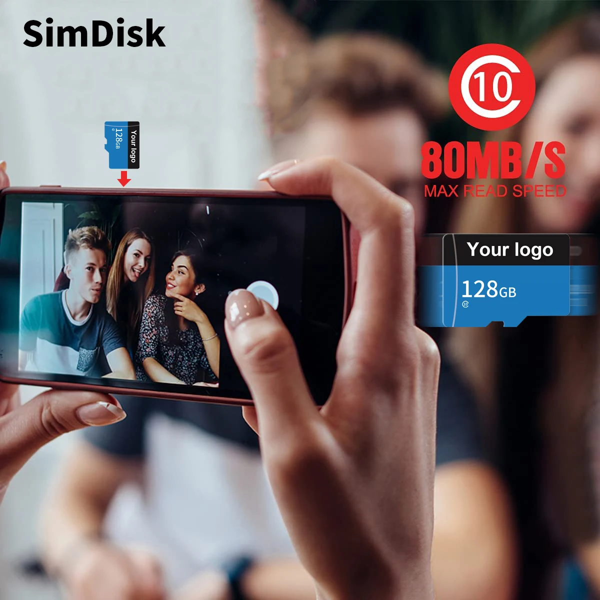 Simdisk 100% Аутентичные Оптовая продажа 64 Гб 128 ГБ 256 Флэш-Памяти Micro TF карты памяти SD класса 10 U3 A1 картой на
