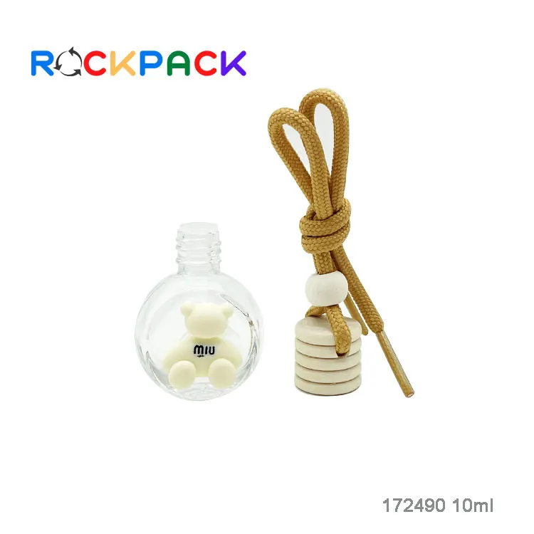 Wholesale 10ml empty air freshener diffuser car hanging perfume bottles with wooden cap