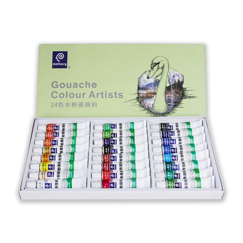Gouache, Watercolor, Acrylic & Chinese Pigments in 12, 18, 24 colors. Packaged in 5ml/12ml boxes.