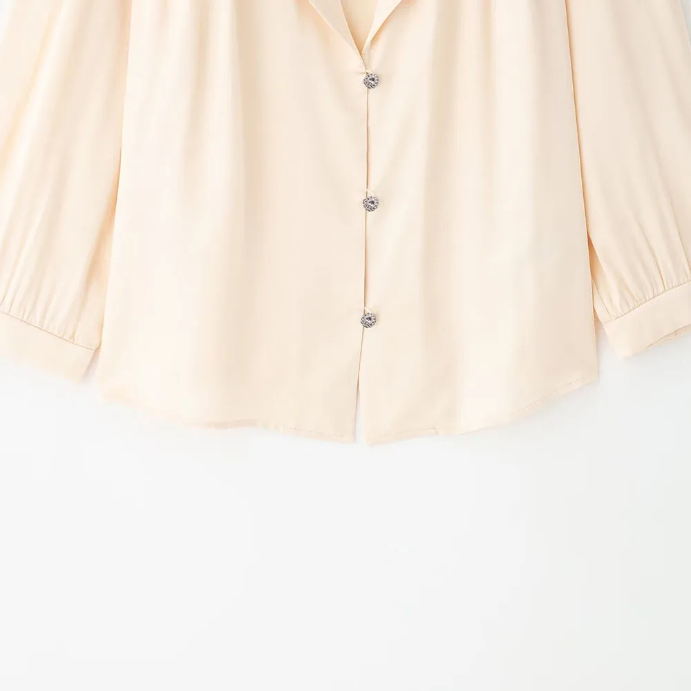 PB&ZA Women 2024 Autumn New Fashion Romantic design Blouses Vintage Long Sleeve Female Shirts Blusas Chic Tops