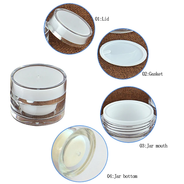 Double Wall Refillable Cosmetic Containers Face Body Butter Empty Plastic Acrylic Double Layer Cream Jar