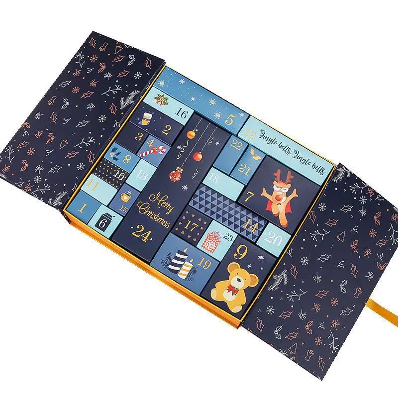 Custom Advent Calendar Empty Luxury Cardboard Paper Gift Beauty Cosmetic Packaging Countdown Christmas Advent Calendar Box