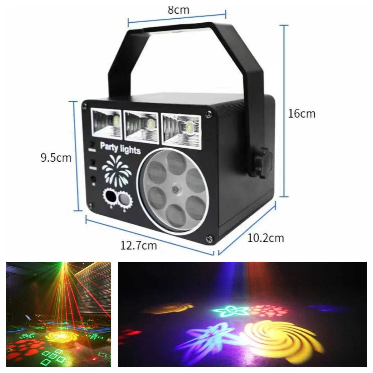 4 in1 RGB Laser Led Effect Light DJ Disco Light RGBW 48 Patterns Strobe LED Beam Stage Light for Holiday