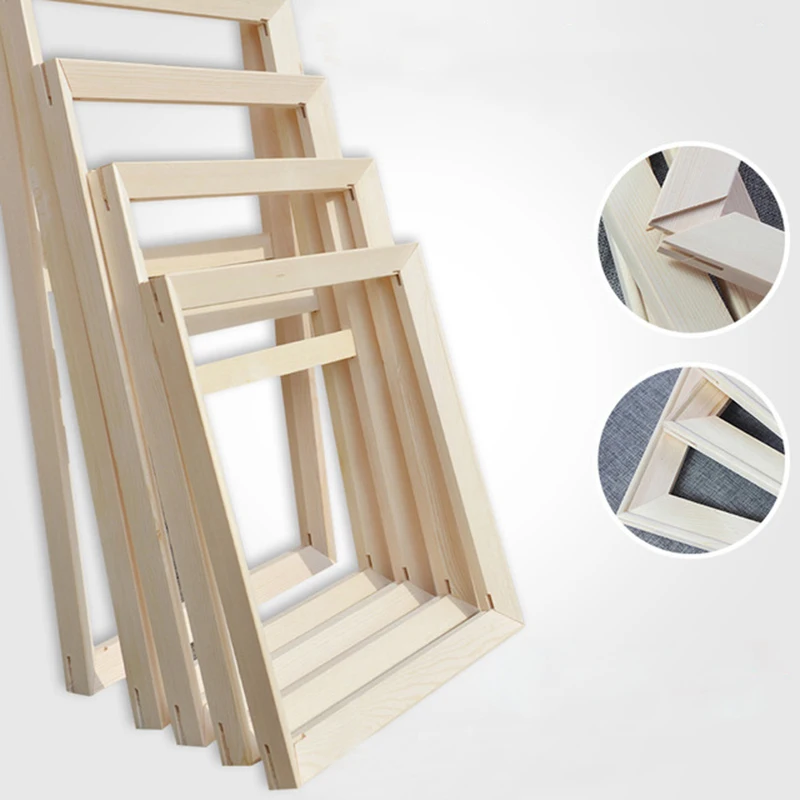 Canvas Frame Craft Wood Bar Factory Wholesale Diy Wooden Nature Color Stretched Canvas Customized Logo Painting Frame 10pcs