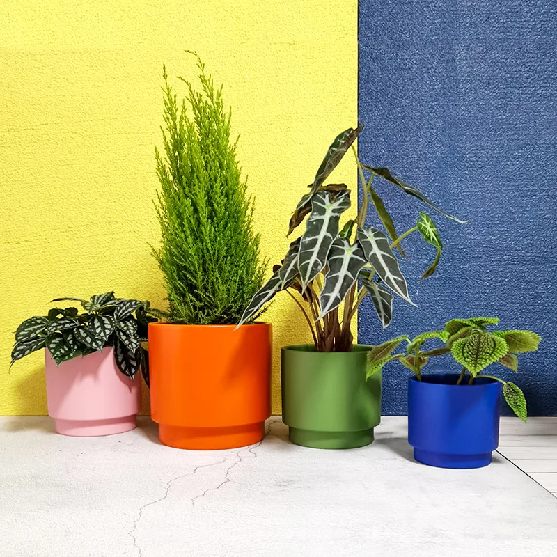 Nordic style INS ceramic flowerpot succulent green plant modern simple straight tube colorful round green radish succulent rose