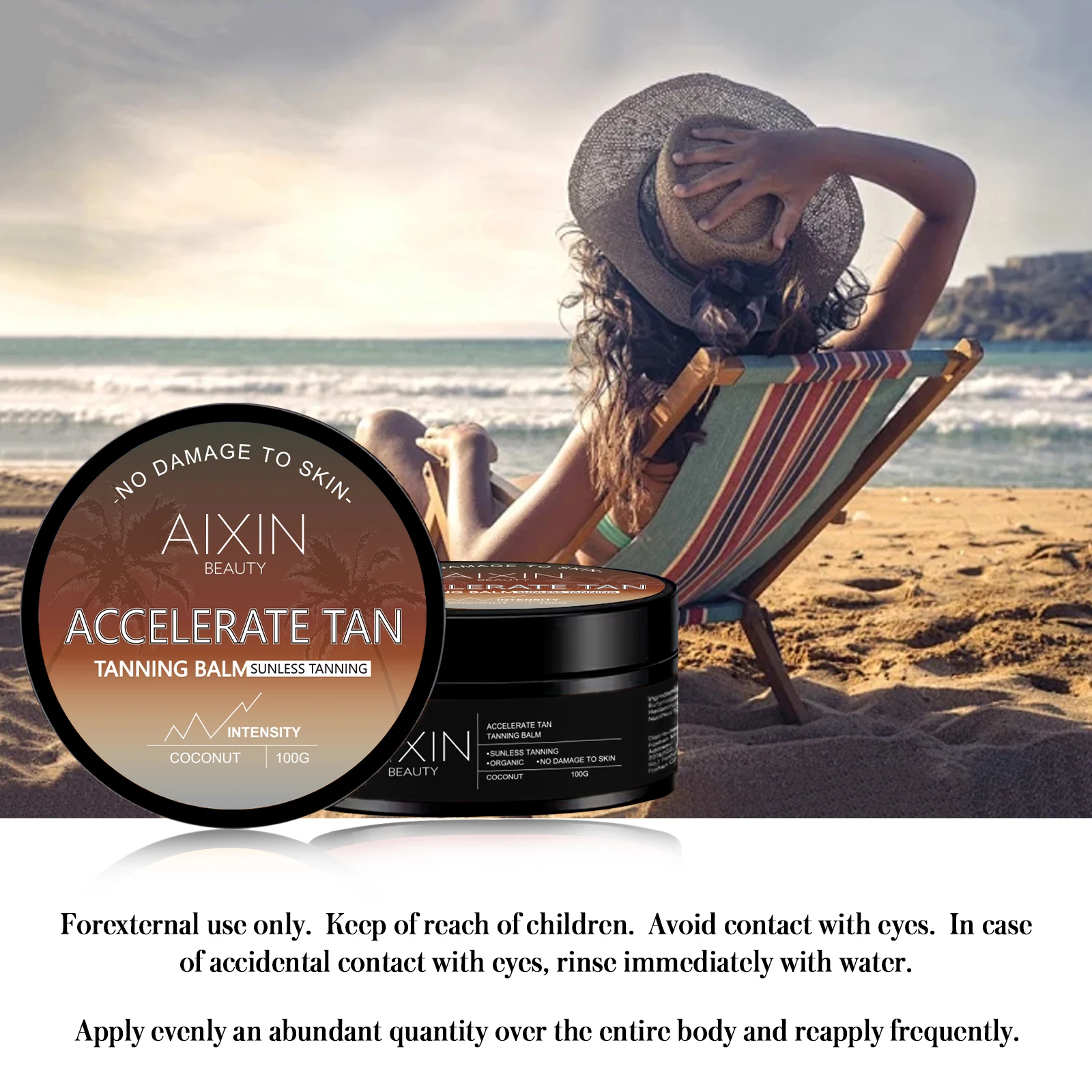 AiXin Private Soft Label Tanning  Haute Beauty For Sunbeds & Outdoor Sun Haute Beauty coconut Tanning Gel