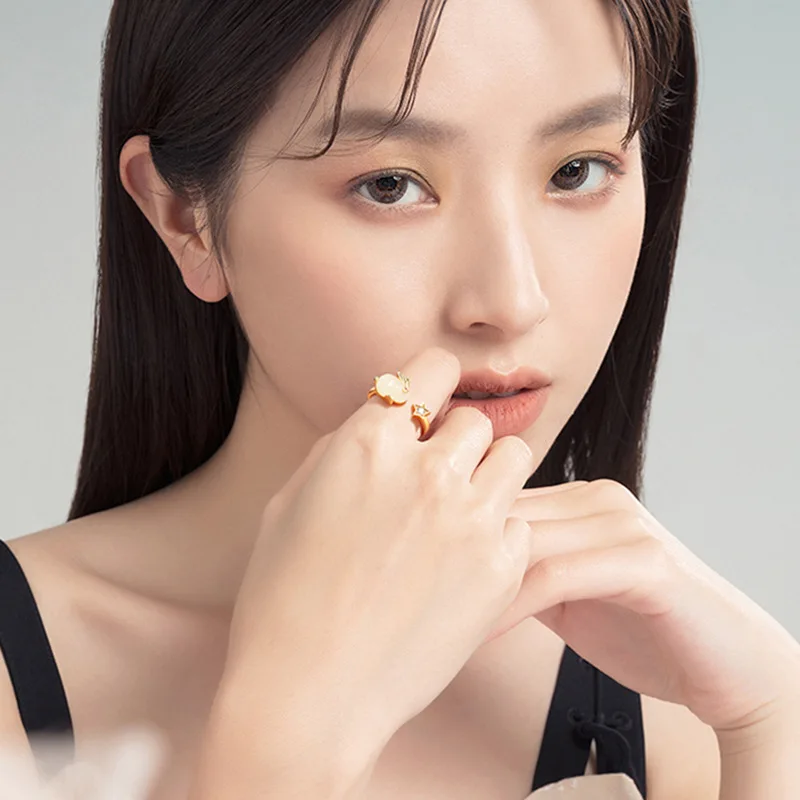 Cute Rabbit Carrot  Gold Copper Open Rings Animal Simple Rings Ladies Girls Jewelry Gift Women Girls Bijoux Lovely Gifts