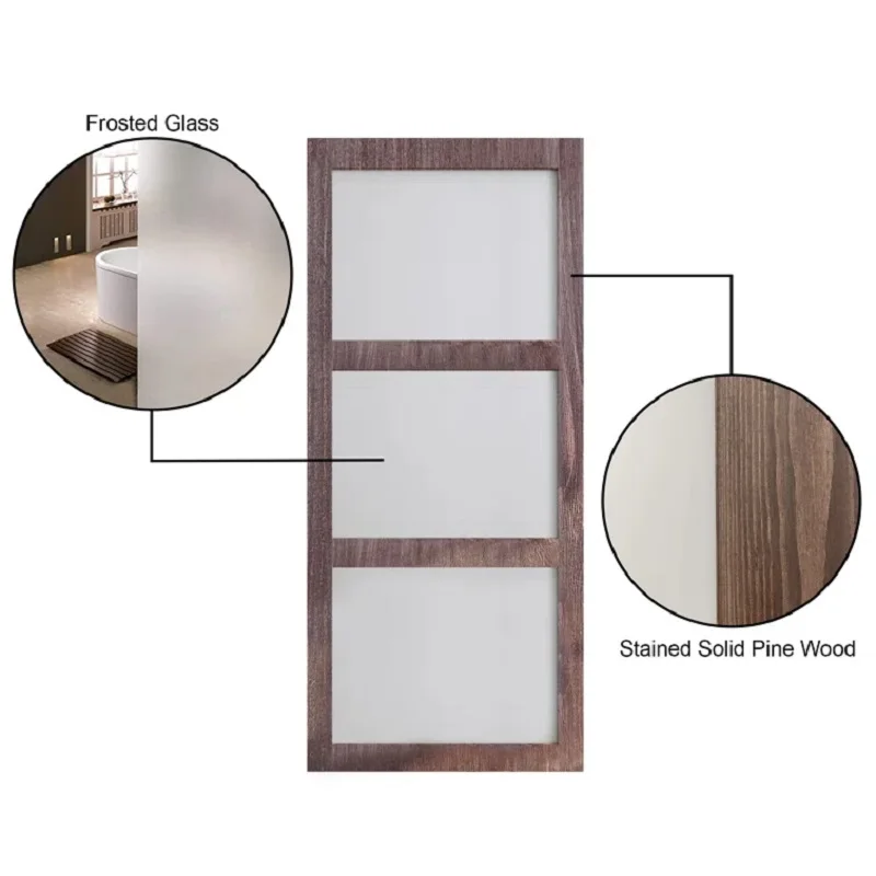 BOWDEU DOORS Slab barn doors factory cheap price prehung wooden internal 3 panel white primer HDF with door frame