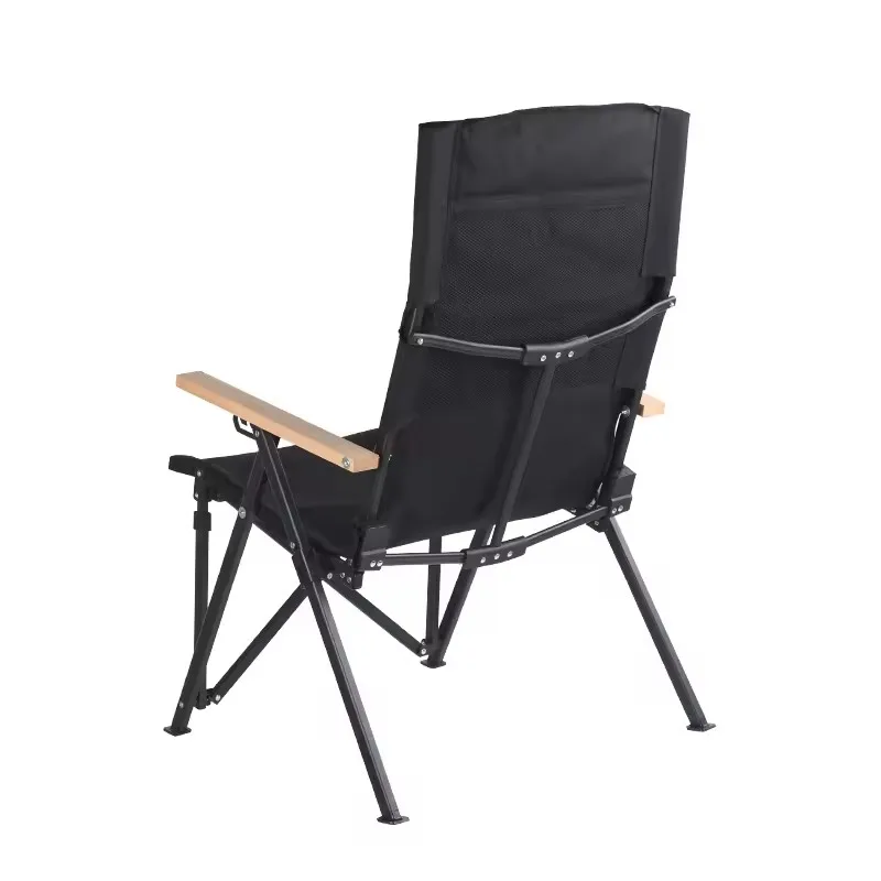 Lightweight Aluminum Foldable Fishing Beach Camping Chair Outdoor Portable Mini Folding Wood Chair with Armrest for Garden Use