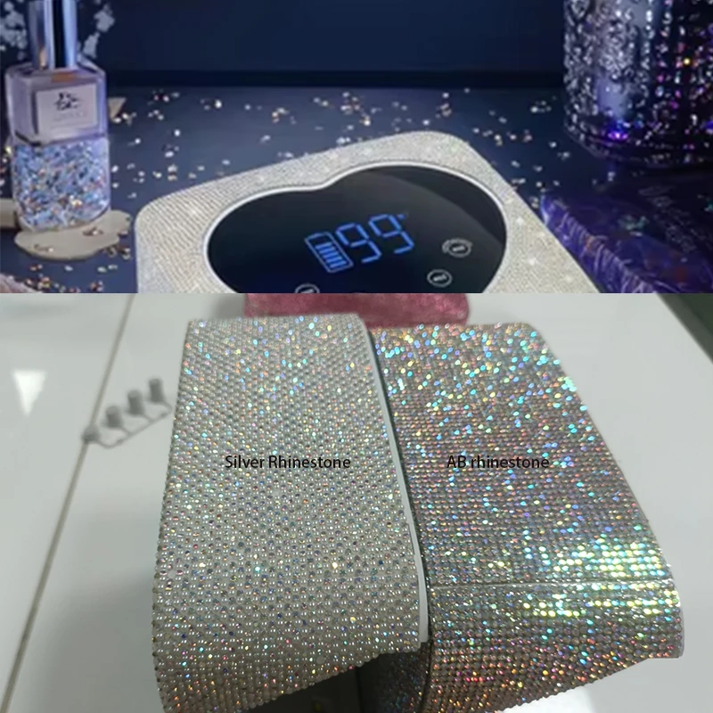Professional Cordless 72W LED Nail Gel Dryer Lamp FastUV Table UV Lamp with Heart Shape Rhinestone for Nail Polish Curing