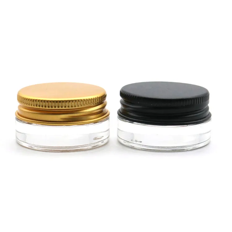 5g 5 gram Clear Glass Jars Pot with Gold Aluminum Lid 5ML wide mouth cosmetic Sample Storage Eye Cream container