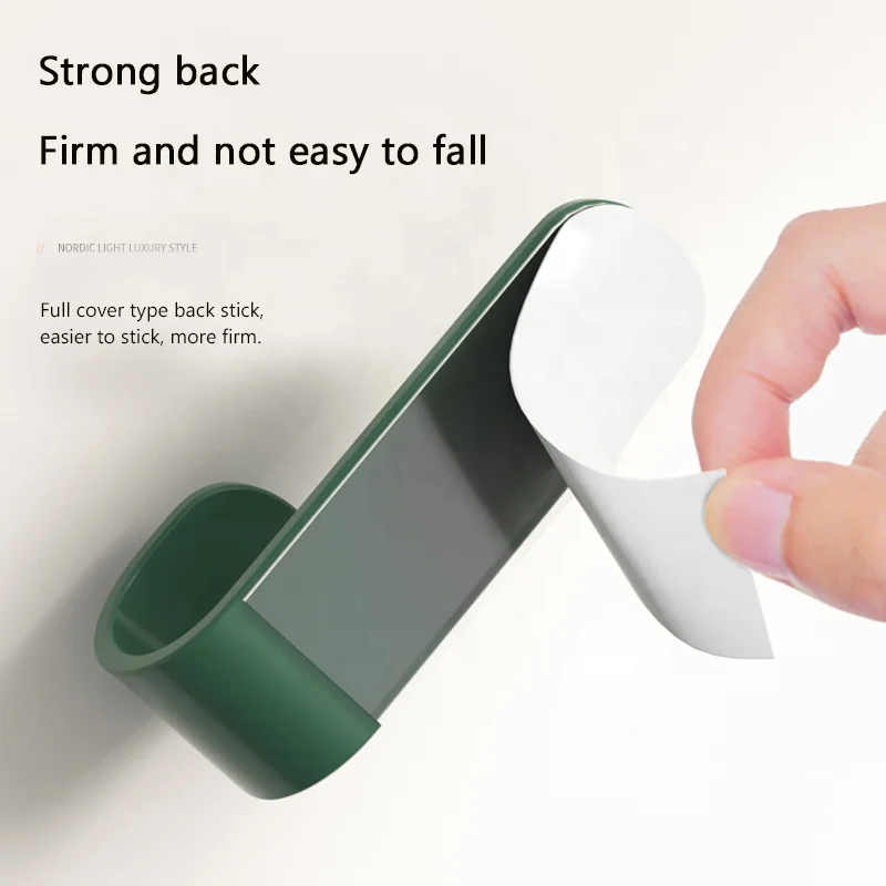 Color J Hook Door Back Coat Hook Kitchen Hole-free Multi-functional Adhesive Wall Hanging Simple Plastic Hook
