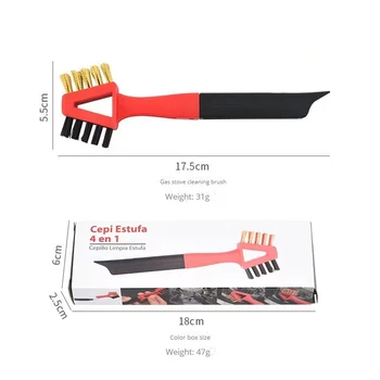 Four-in-one gas stove cleaning brush stove head wire brush barbecue stove kitchen range hood gap decontamination brush