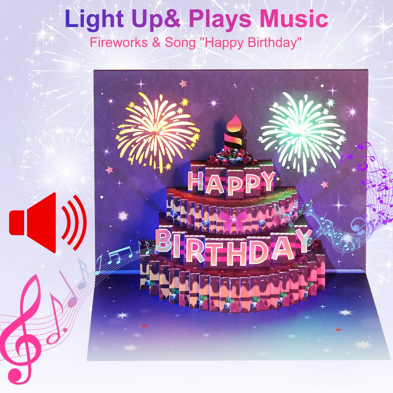 3D Birthday Cards Light and Music Birthday Cake Happy Birthday Gift Greeting cards