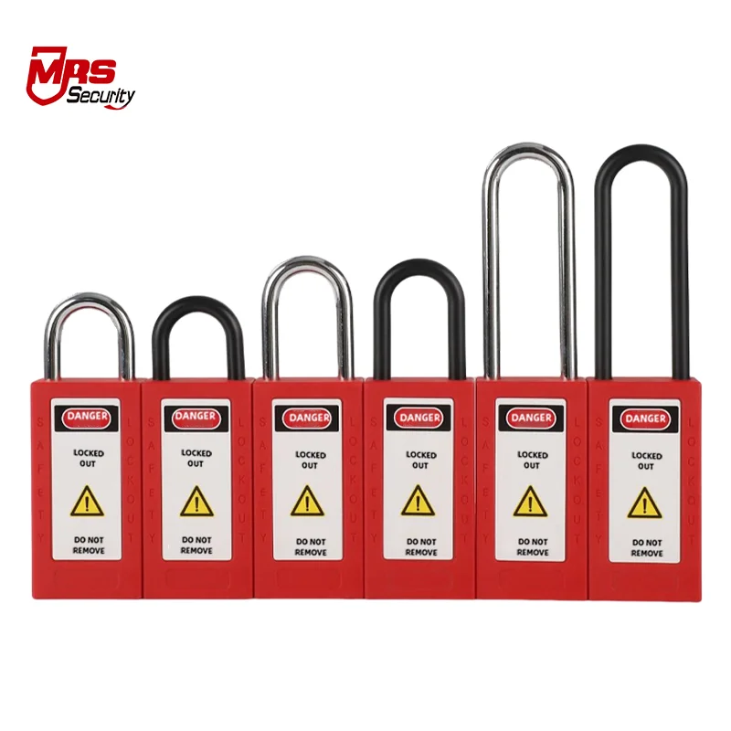 Manufacture top security padlocks safety long body padlock lockout nylon steel shackle safety padlock