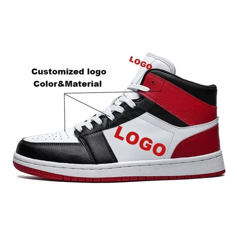 OEM Fashion Genuine Leather High Top Classic Flat Bottom Custom Brand Comfortable Men Women Casual Shoes