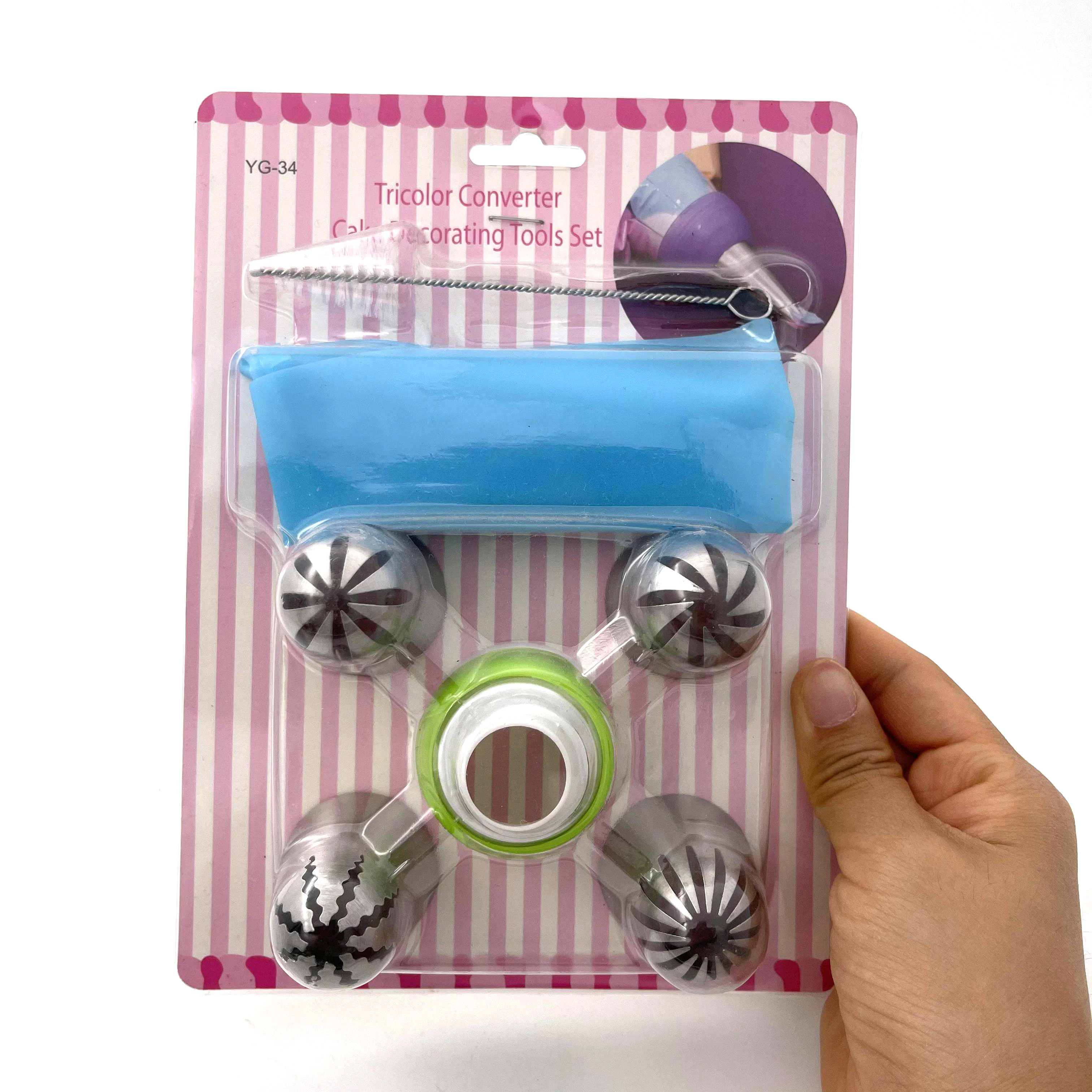 Stainless steel flower mounting mouth Cookie cake cream embossed bag converter set Baking tools