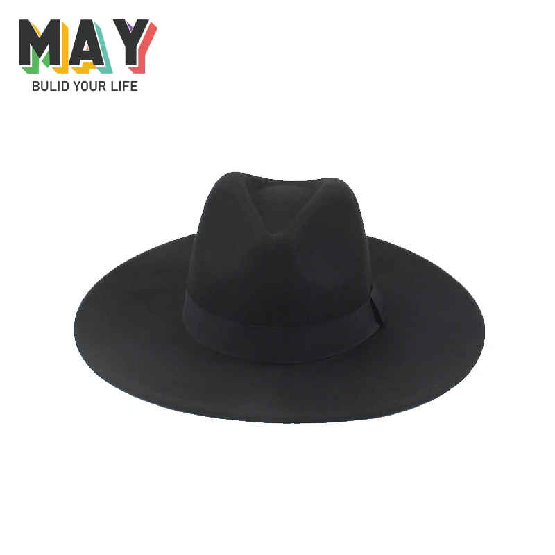 Elegant Unisex High Quality 100% Wool Big Brim Fedora Jazz Wide Brim Felt Hat