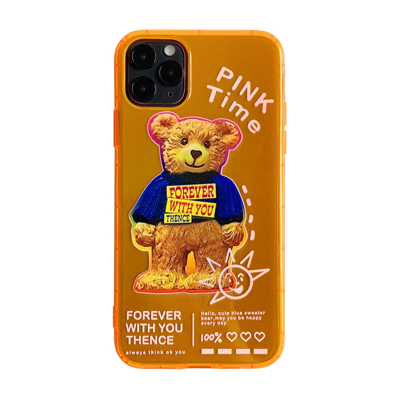 
New Original Candy Color Blue Clothes Bear Pattern Tpu Shockproof Protective For I7 8 SE2020 Xr XS 11 Pro Max Phone Case 
