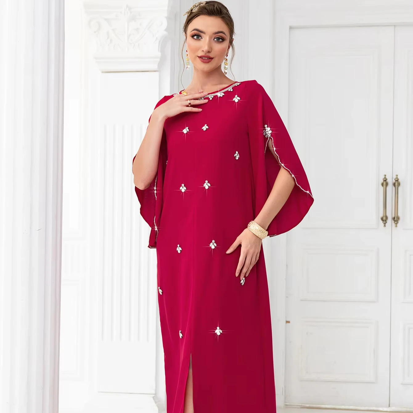 Arabic Evening Party Dress Women Luxury Moroccan Hand Sew Caftan Dubai Saudi Jalabiya Muslim Gown Kaftan Wholesale