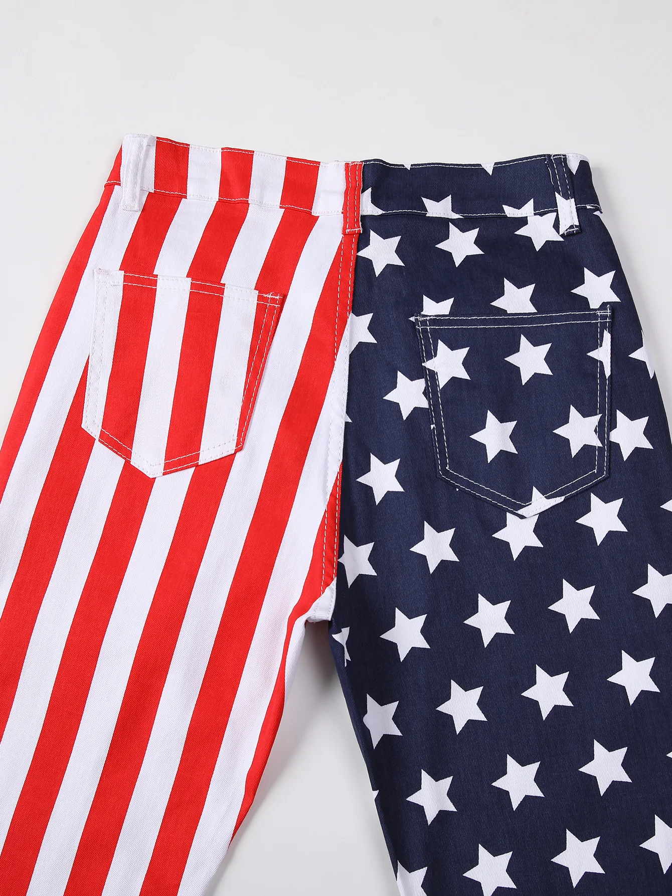 Women American Independence Day Flag Print Flared Jeans Parent-child Pants