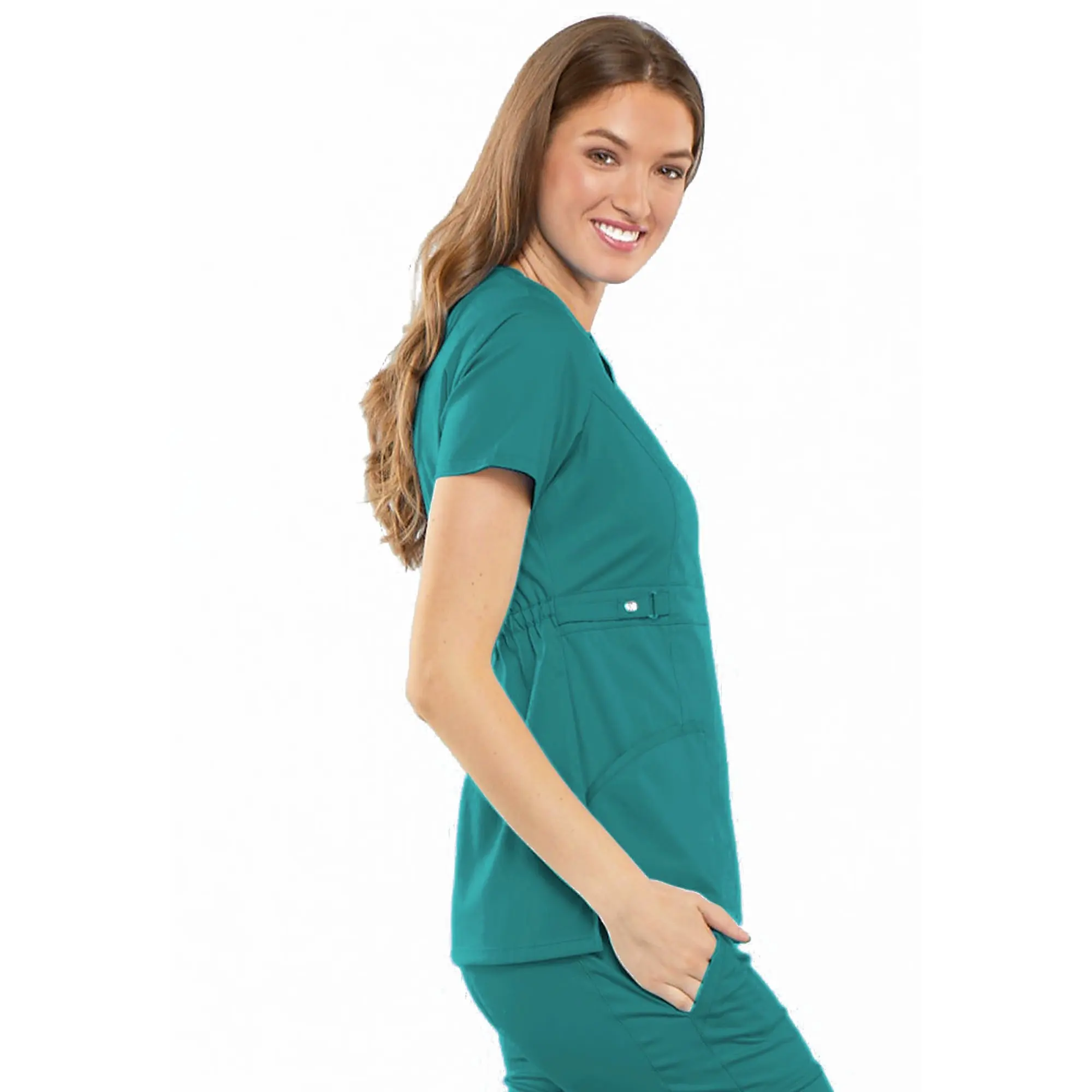 Custom 4 way stretch spandex stacked pants nurses hospital uniforms nursing scrubs suit uniforms  women scrub sets uniform