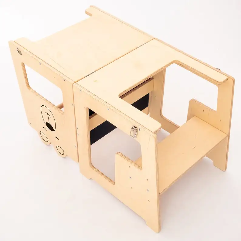 Toddler Safety Satep Stool Foldable Wooden Learning Aid 3 in 1 Learning Tower  High Chair Montessori education