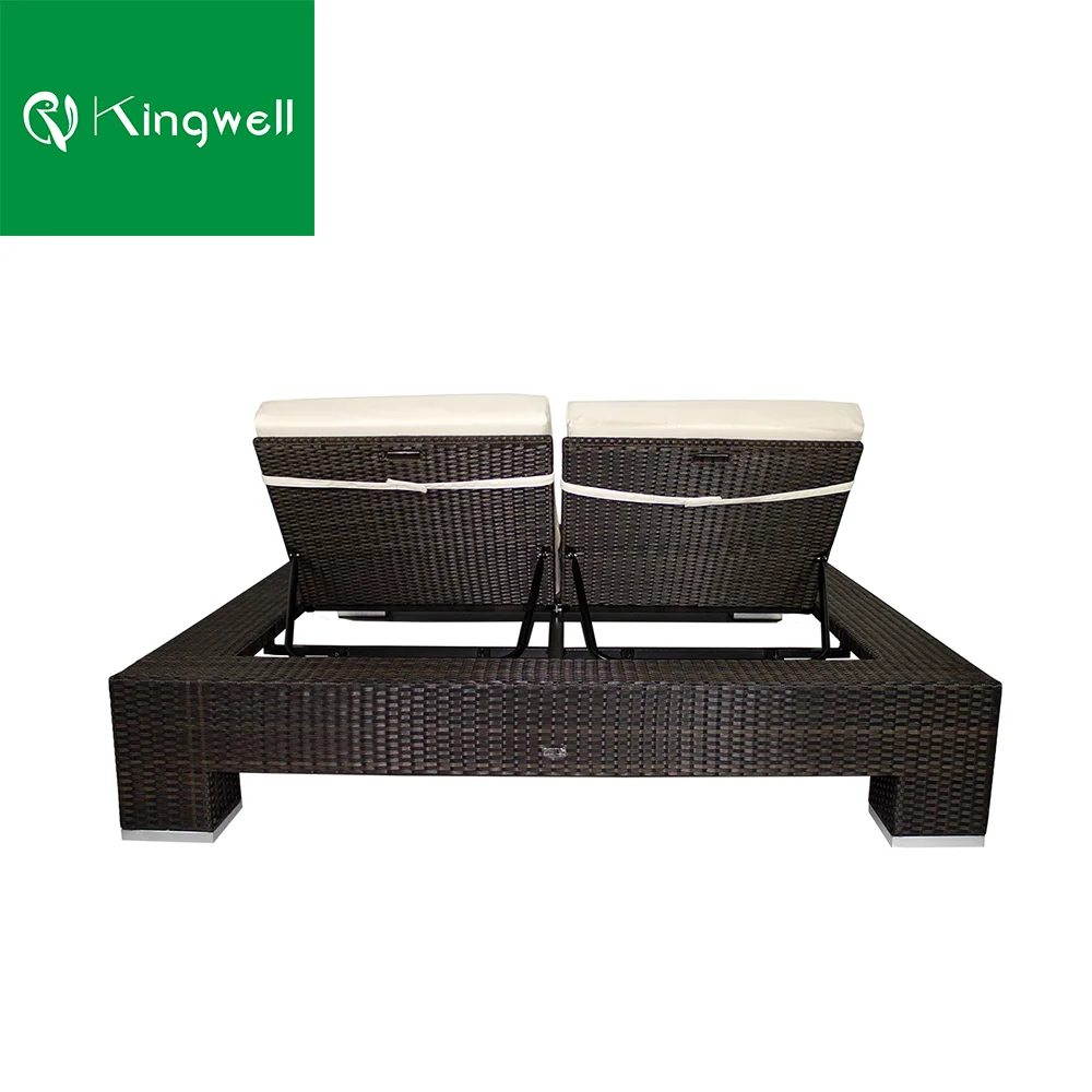 Шезлонг-кровать двойного размера с водонепроницаемыми подушками уличная мебель для бассейна