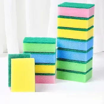 Ningbo Dooso High Density Emery Colorful Scouring Pad Sponge For Wash Dishes Dishwashing Stain Removal Kitchen Cleaning Products