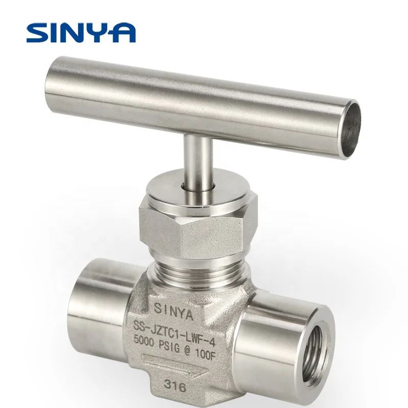Sinya Stainless Steel Needle Control Valve Female Instrument Needle Valve Black Round Handle Female Straight Needle Valves