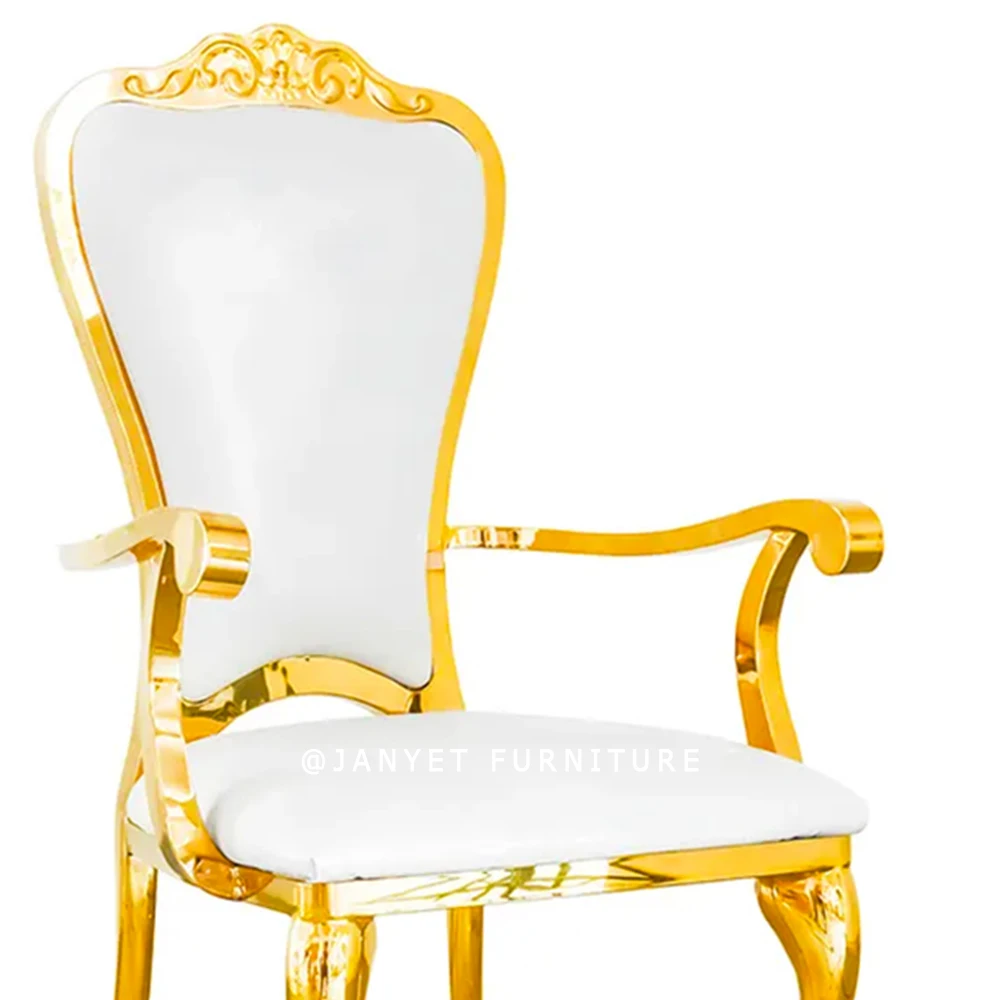 Hot Selling Wedding Event Armrest Gold Stainless Steel Chair On Sale