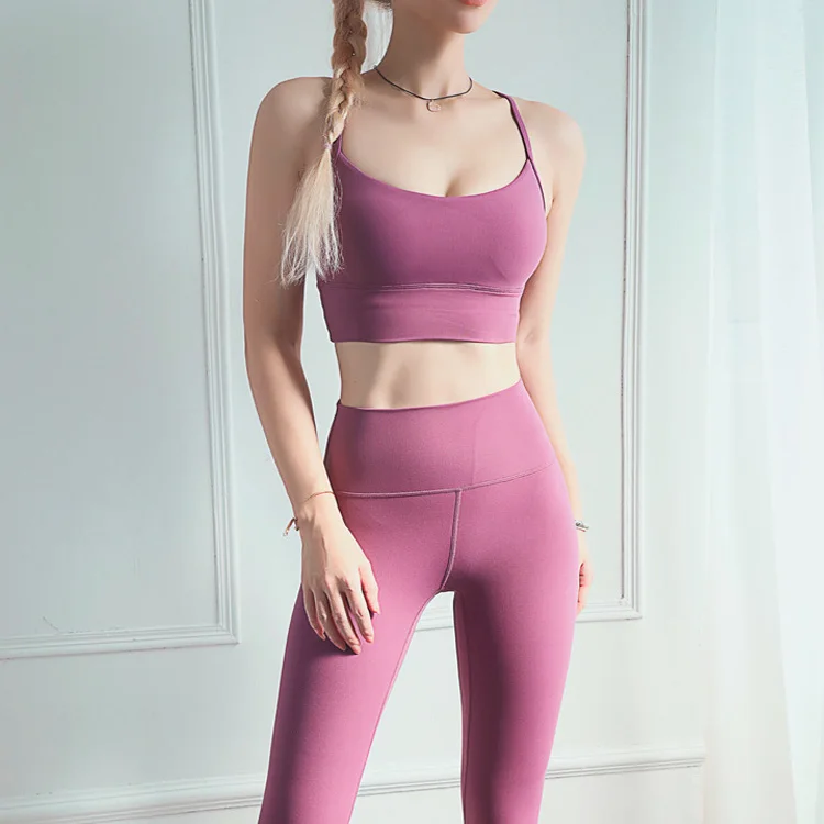 Новейшая Высокоэффективная спортивная одежда, женская одежда для фитнеса, Леггинсы для йоги и спортивный комплект с бюстгальтером