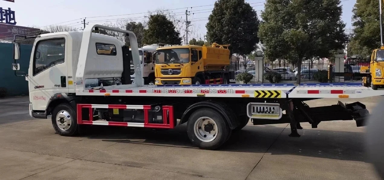HOWO 5 Ton Tow Truck Wrecker Flat Bed Towing Recovery Truck Tilt Tray Tow Truck