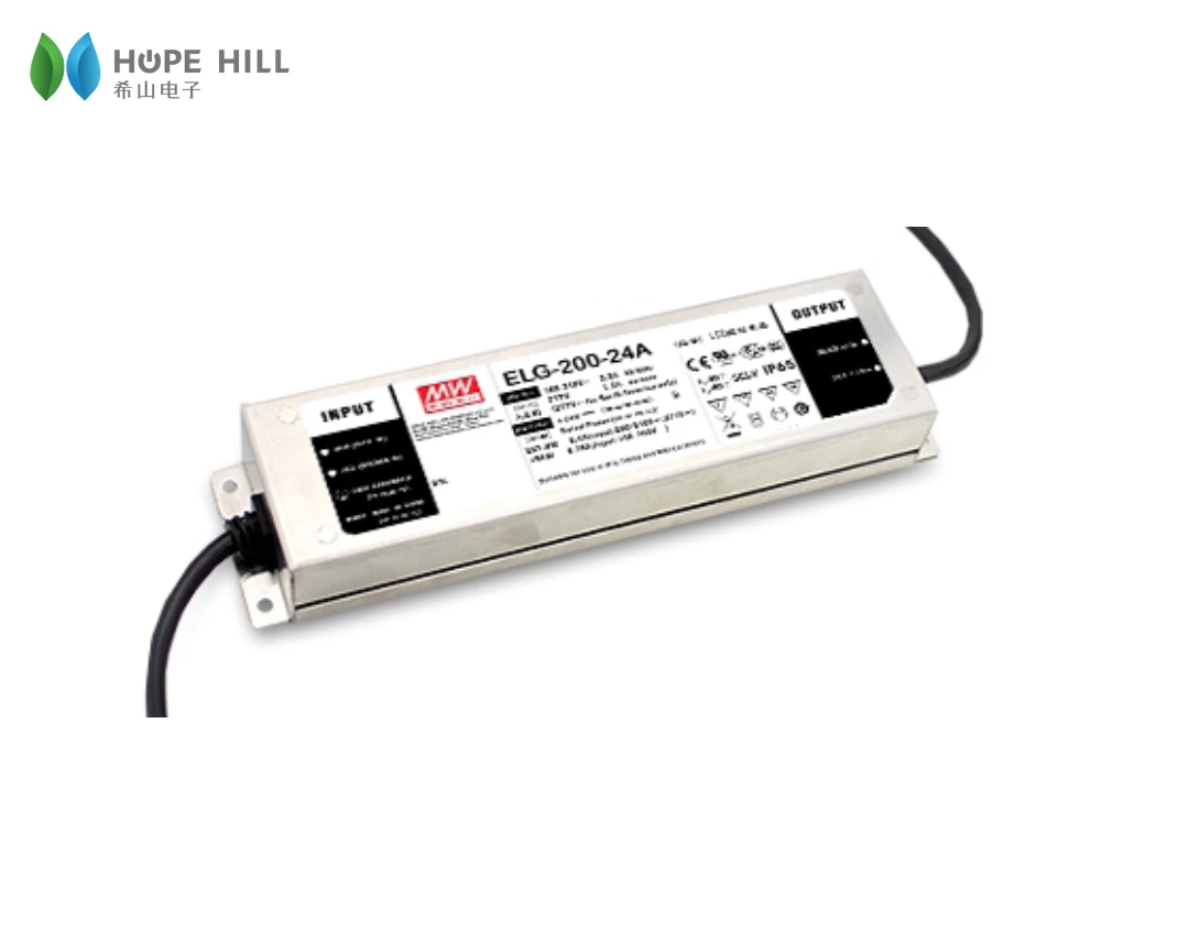 Оригинальный бренд MEAN WELL представляет ELG-200-24 200W 24V постоянное напряжение + светодиодный драйвер постоянного тока питания с одним выходом, с цифровым адресным интерфейсом импульсный источник питания светодиодного табло