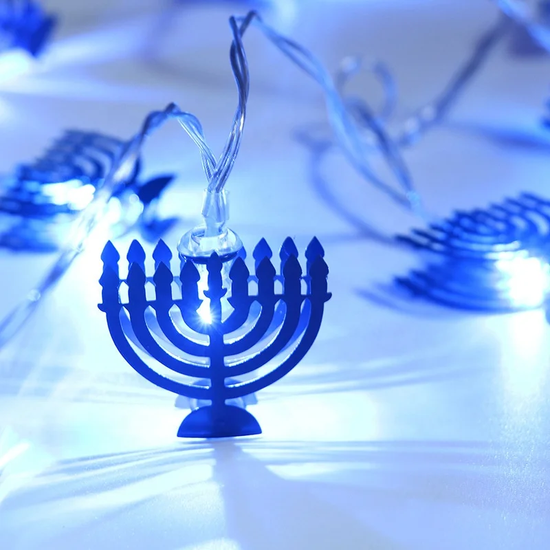 Hanukkah Decoration Hexagram Chanukah LED Lights Candles Holder Menorah Jews Judaism Synagogue Passover Shabbat Israel Ornament