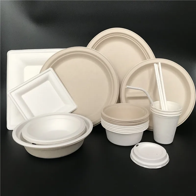 
 Круглые одноразовые тарелки 6/7/9/10, тарелка из натурального сахарного тростника  