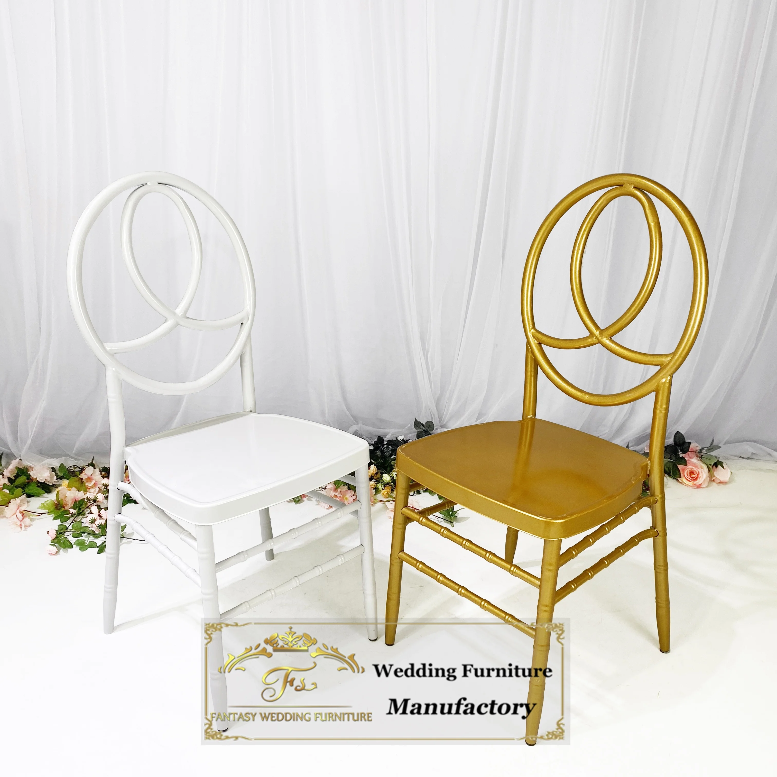 white and gold wholesale metal phoenix chair for wedding reception