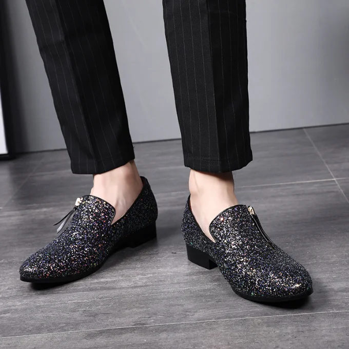 
 Мужские туфли больших размеров, евро модные туфли на молнии, блестящие свадебные туфли для мужчин  