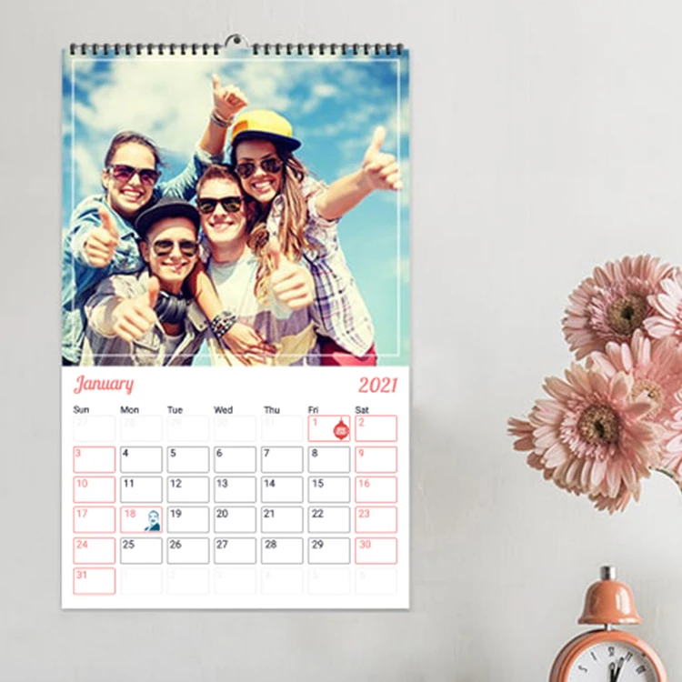 custom printing design a2 a3 a4 a5 size cheap calendario 2021 stand table desk wall chinese english paper calendars with logos