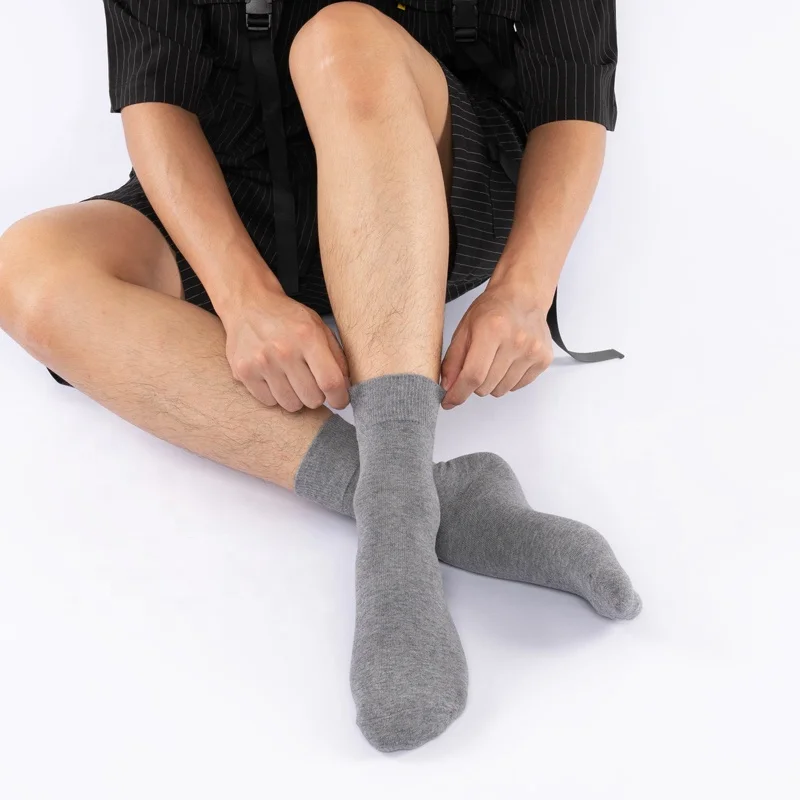 
HEPOLILO-020 Wholesale Men Classical Black White Gray Dress Tube Crew 6 Packs Socks For Men Business Socks Cotton Box 