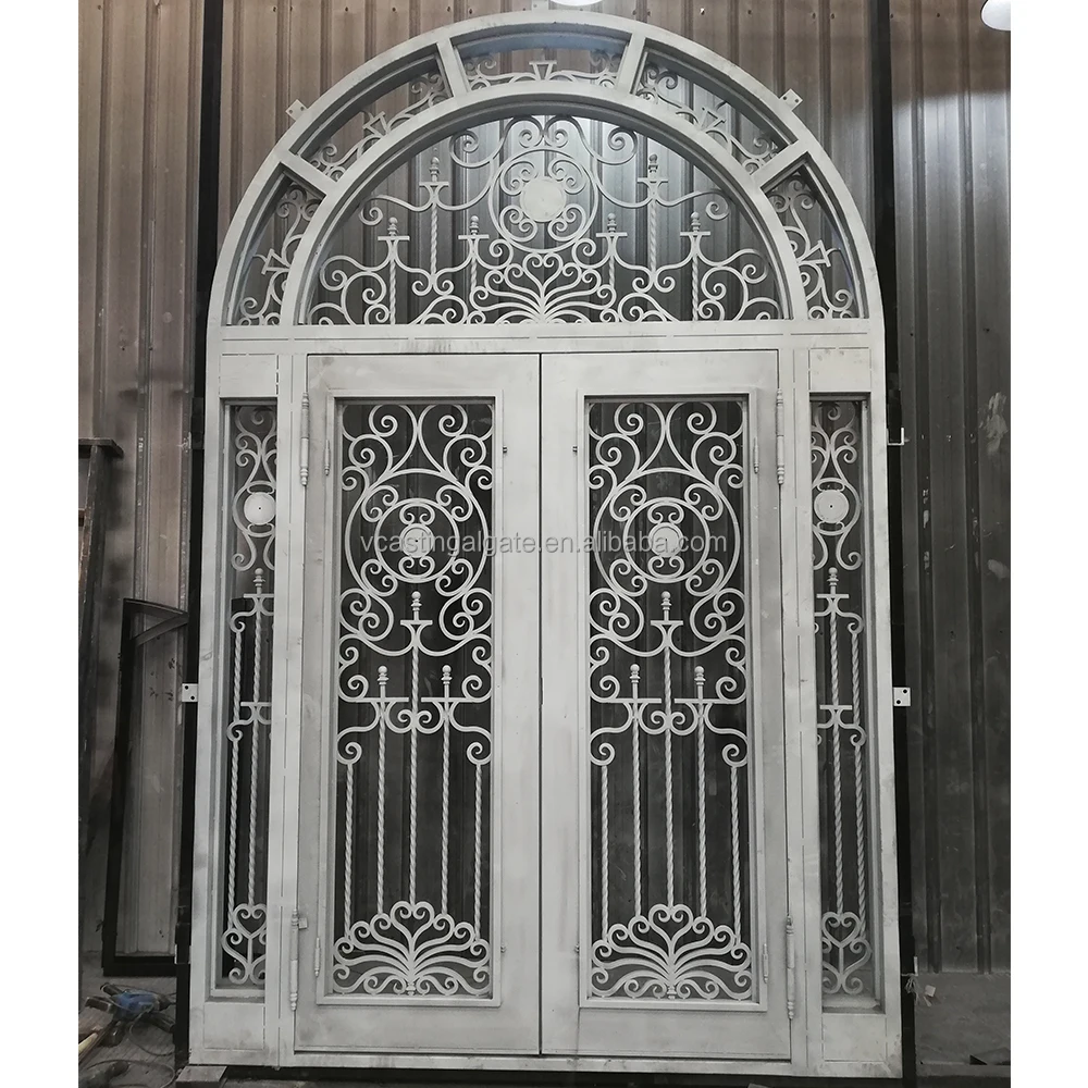 High Quality Porta Fancy Turkish Security Doors Front Entry Metal Door Pivot Modern Wrought Iron French Doors