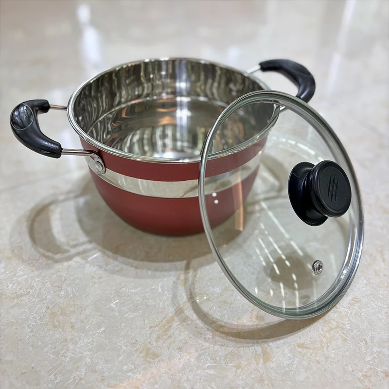 12pcs stainless steel pots cooking ware set kitchen nonstick frying pan juego de ollas red casseroles