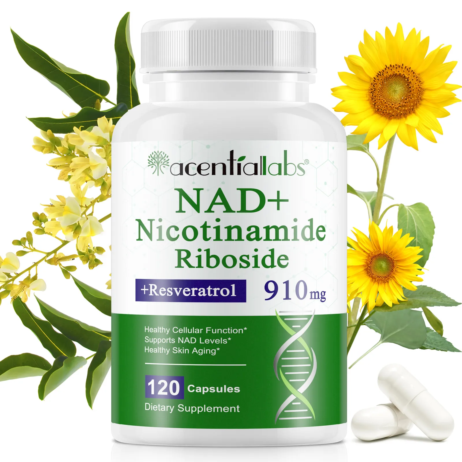 Acentiallabs anti aging nad 120 capsules nad nicotinamide riboside liposomal nad supplement capsules