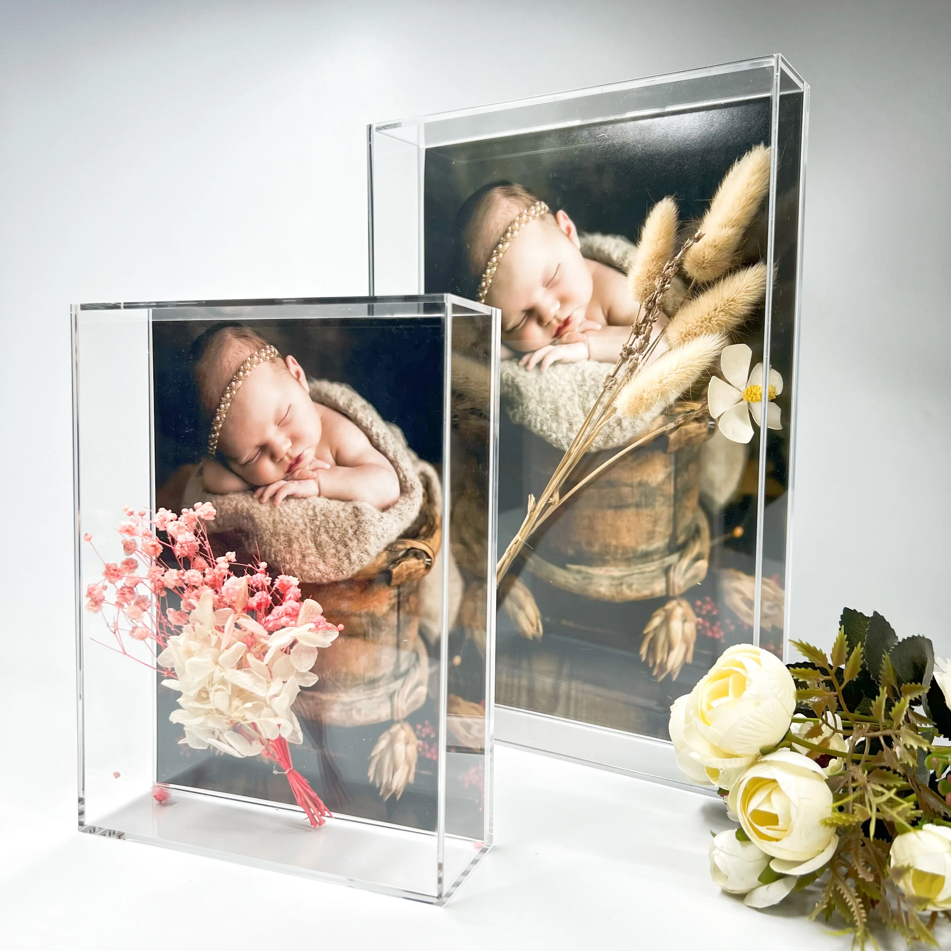 Wholesale Custom Clear Acrylic Box Frame For Home Decor Acrylic Photo Display Frame